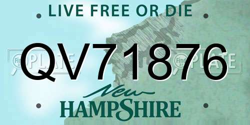 QV71876 New Hampshire License Plate