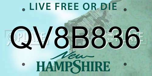 QV8B836 New Hampshire License Plate