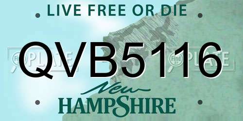 QVB5116 New Hampshire License Plate