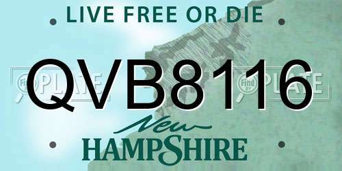 QVB8116 New Hampshire License Plate
