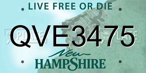 QVE3475 New Hampshire License Plate