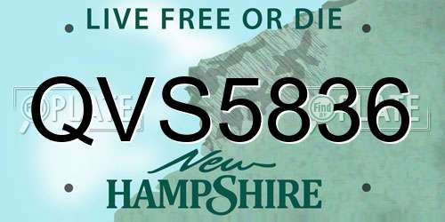 QVS5836 New Hampshire License Plate