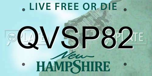 QVSP82 New Hampshire License Plate