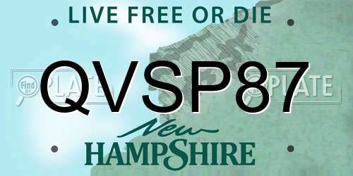 QVSP87 New Hampshire License Plate