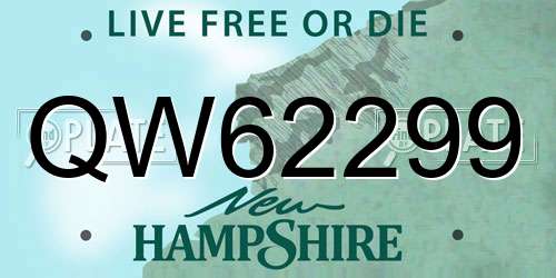QW62299 New Hampshire License Plate