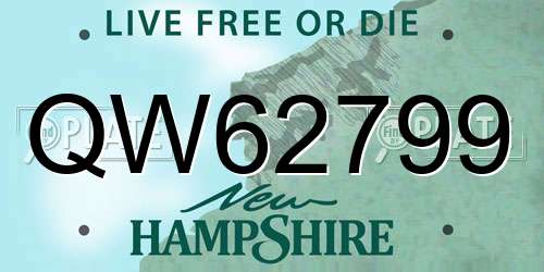 QW62799 New Hampshire License Plate