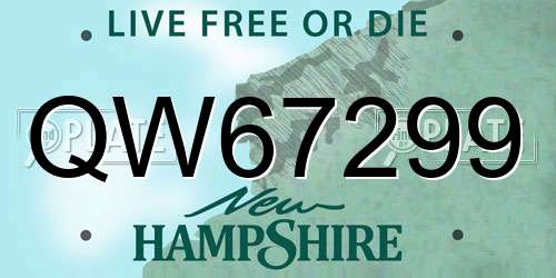 QW67299 New Hampshire License Plate