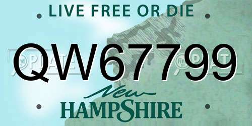 QW67799 New Hampshire License Plate