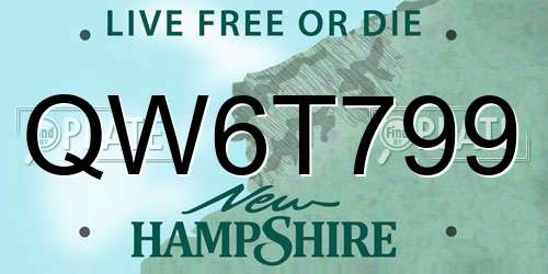 QW6T799 New Hampshire License Plate