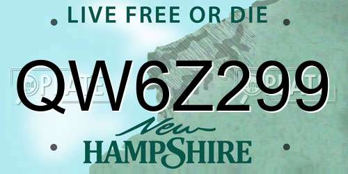 QW6Z299 New Hampshire License Plate