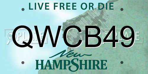 QWCB49 New Hampshire License Plate