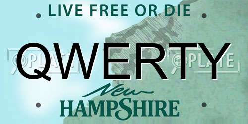 QWERTY New Hampshire License Plate