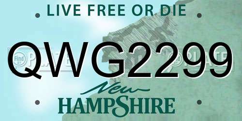 QWG2299 New Hampshire License Plate