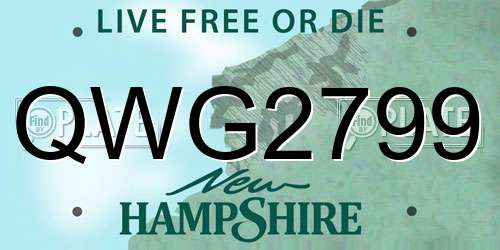 QWG2799 New Hampshire License Plate