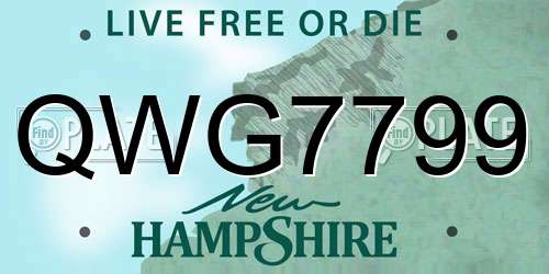 QWG7799 New Hampshire License Plate