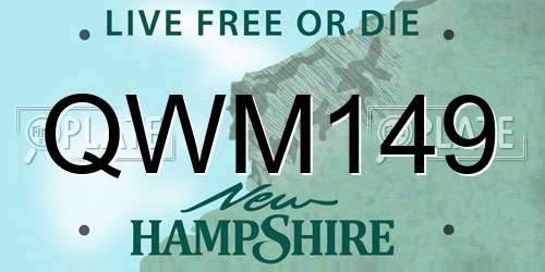 QWM149 New Hampshire License Plate