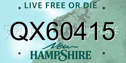 QX60415 New Hampshire License Plate
