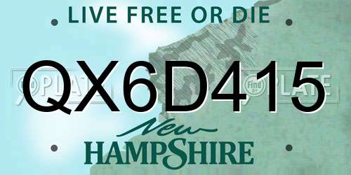 QX6D415 New Hampshire License Plate