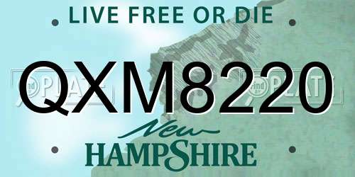 QXM8220 New Hampshire License Plate