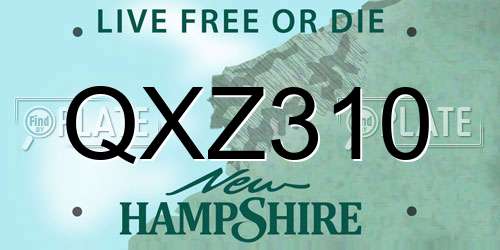 QXZ310 New Hampshire License Plate