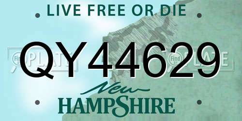 QY44629 New Hampshire License Plate