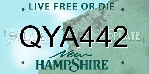 QYA442 New Hampshire License Plate