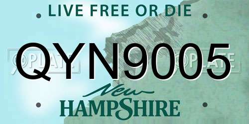 QYN9005 New Hampshire License Plate