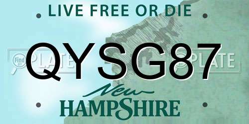 QYSG87 New Hampshire License Plate