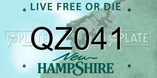 QZ041 New Hampshire License Plate