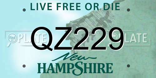 QZ229 New Hampshire License Plate