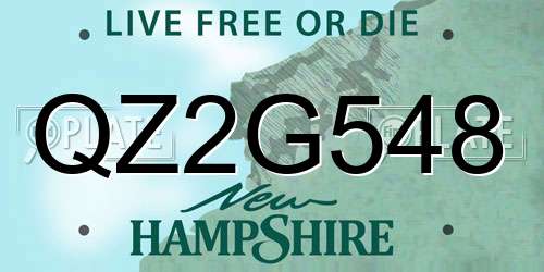 QZ2G548 New Hampshire License Plate