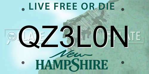 QZ3L0N New Hampshire License Plate
