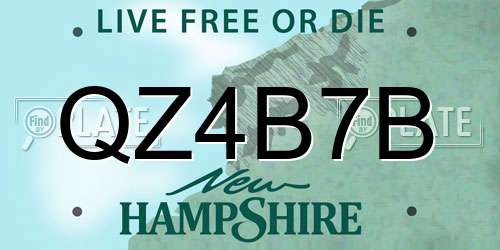 QZ4B7B New Hampshire License Plate