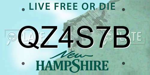 QZ4S7B New Hampshire License Plate