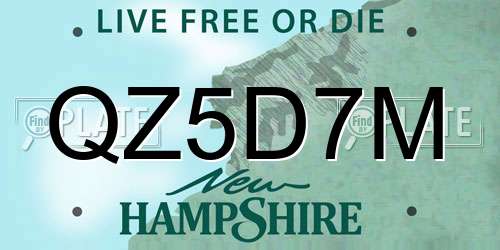 QZ5D7M New Hampshire License Plate