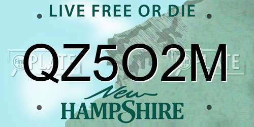 QZ5O2M New Hampshire License Plate