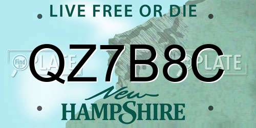 QZ7B8C New Hampshire License Plate