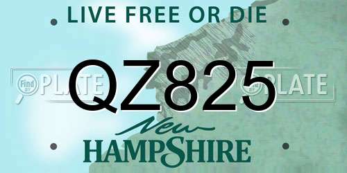 QZ825 New Hampshire License Plate