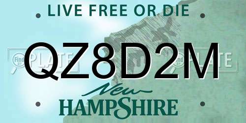 QZ8D2M New Hampshire License Plate
