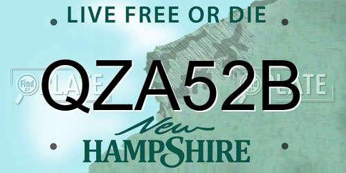 QZA52B New Hampshire License Plate