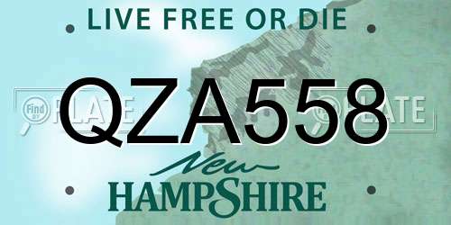 QZA558 New Hampshire License Plate