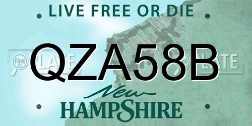QZA58B New Hampshire License Plate