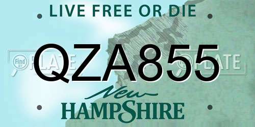 QZA855 New Hampshire License Plate