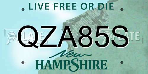 QZA85S New Hampshire License Plate