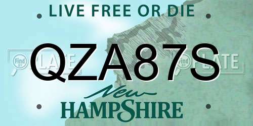 QZA87S New Hampshire License Plate
