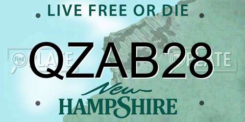 QZAB28 New Hampshire License Plate