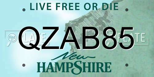 QZAB85 New Hampshire License Plate