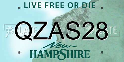 QZAS28 New Hampshire License Plate