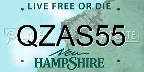 QZAS55 New Hampshire License Plate