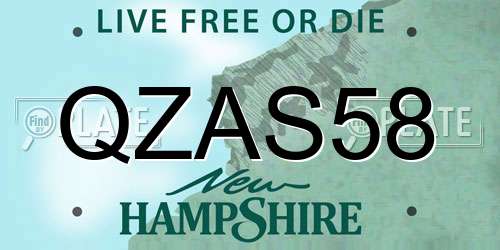 QZAS58 New Hampshire License Plate